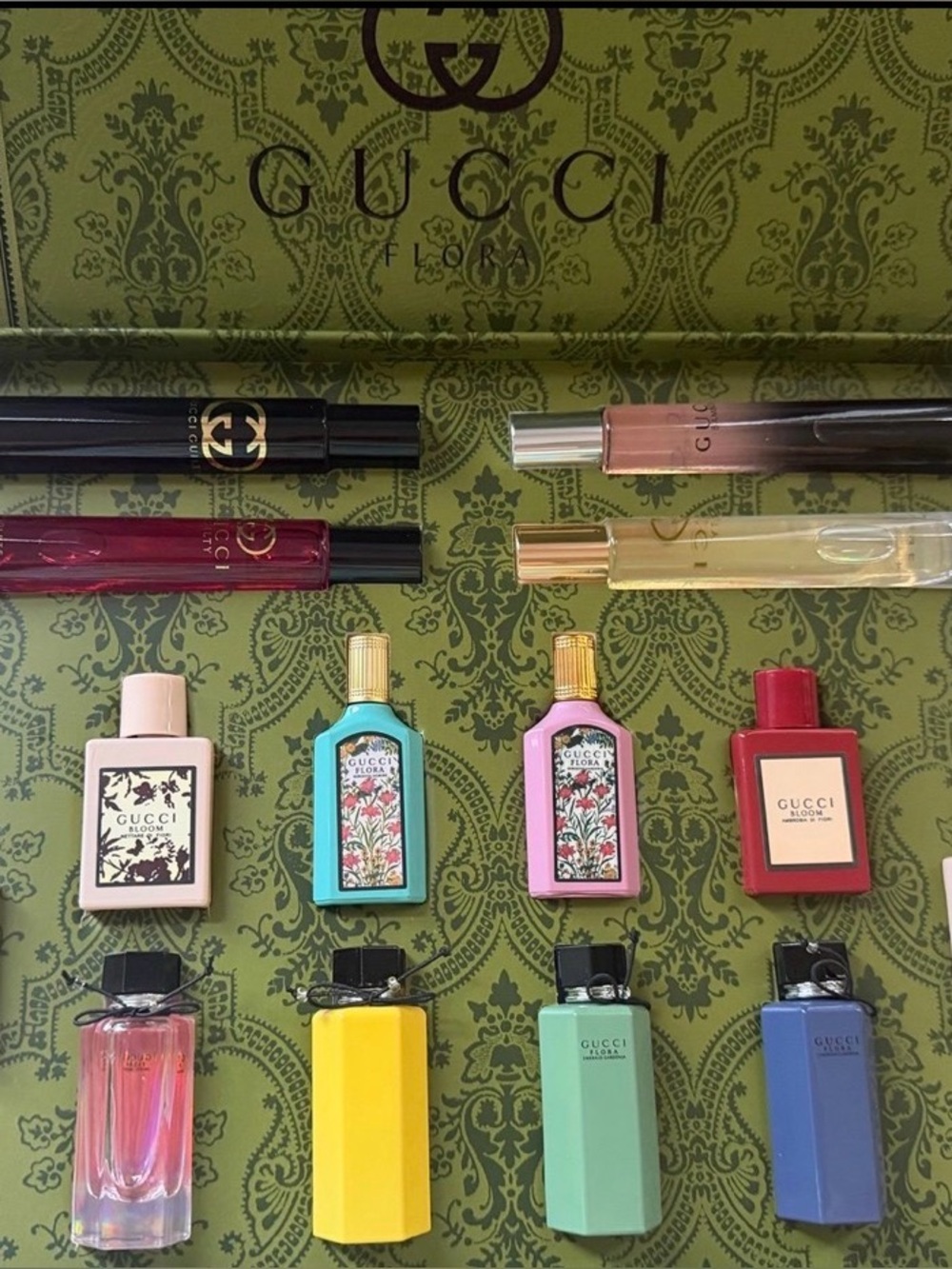 Gucci Miniature Perfume Collection — Green Box with Multicolor Bottles